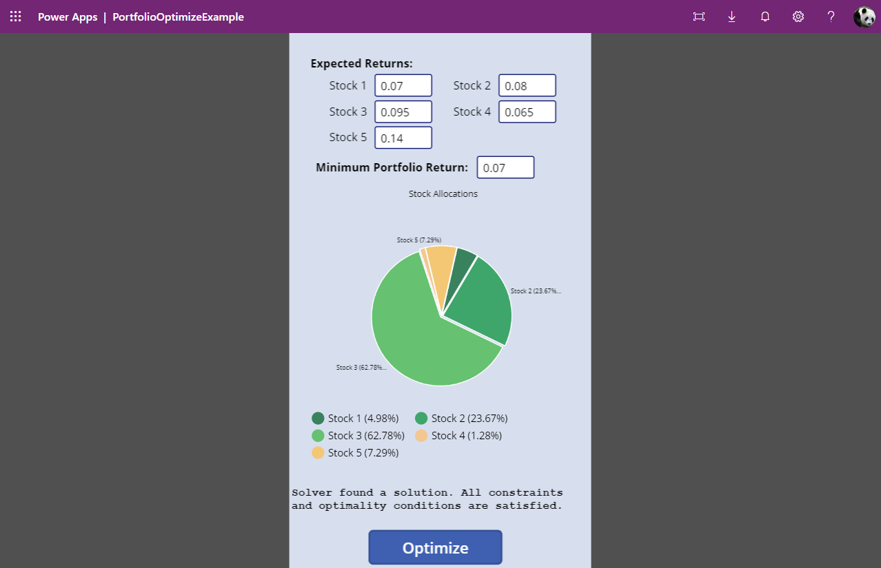 RASON + Power App - Portfolio Optimization