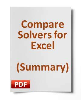 Summary comparison chart of our excel solvers