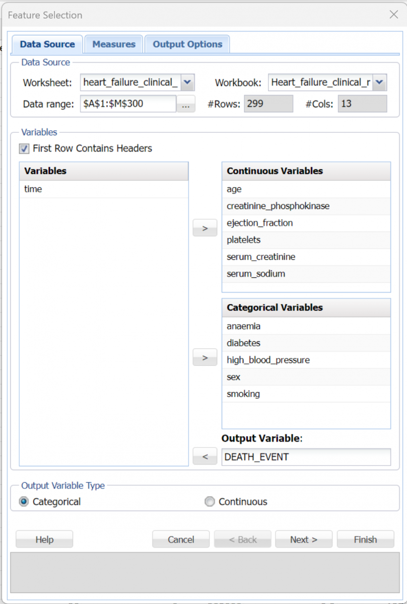 Figure 1:  Feature Selection Data Source dialog