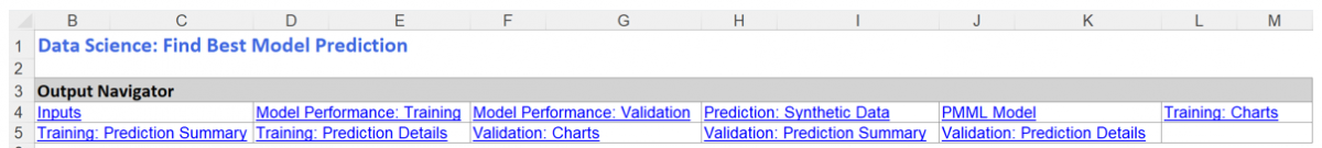 Find Best Model Prediction Output Navigator