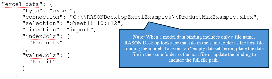 RASON Desktop:  RASON code for importing data contained in an Excel file.