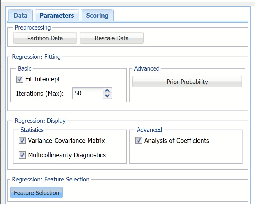 Logistic Regression - Scoring Dialog