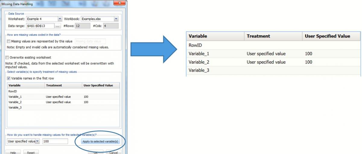 Missing Data Handling Dialog, Example 4