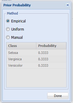 Logistic Regression - Prior Probability Dialog