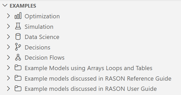 RASON Desktop Example Models Pane