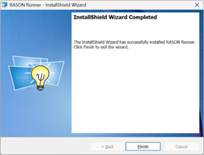 RASON Runner setup wizard Ready to InstallShield Wizard Complete dialog.