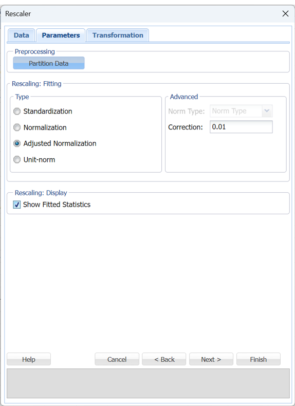 Rescaling Parameters tab