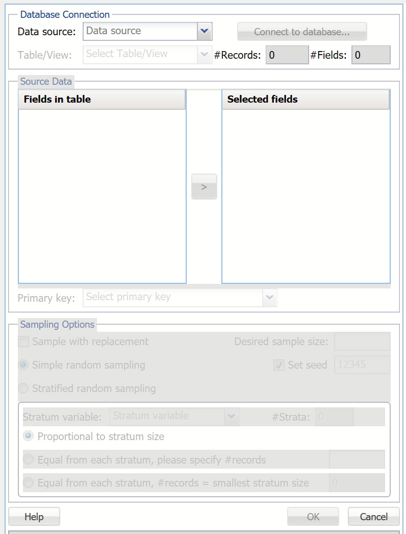 Sampling From Database dialog