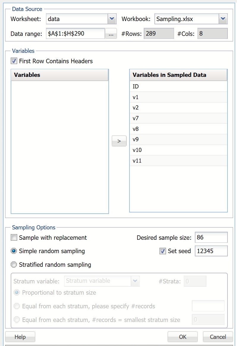 Sample from Worksheet dialog