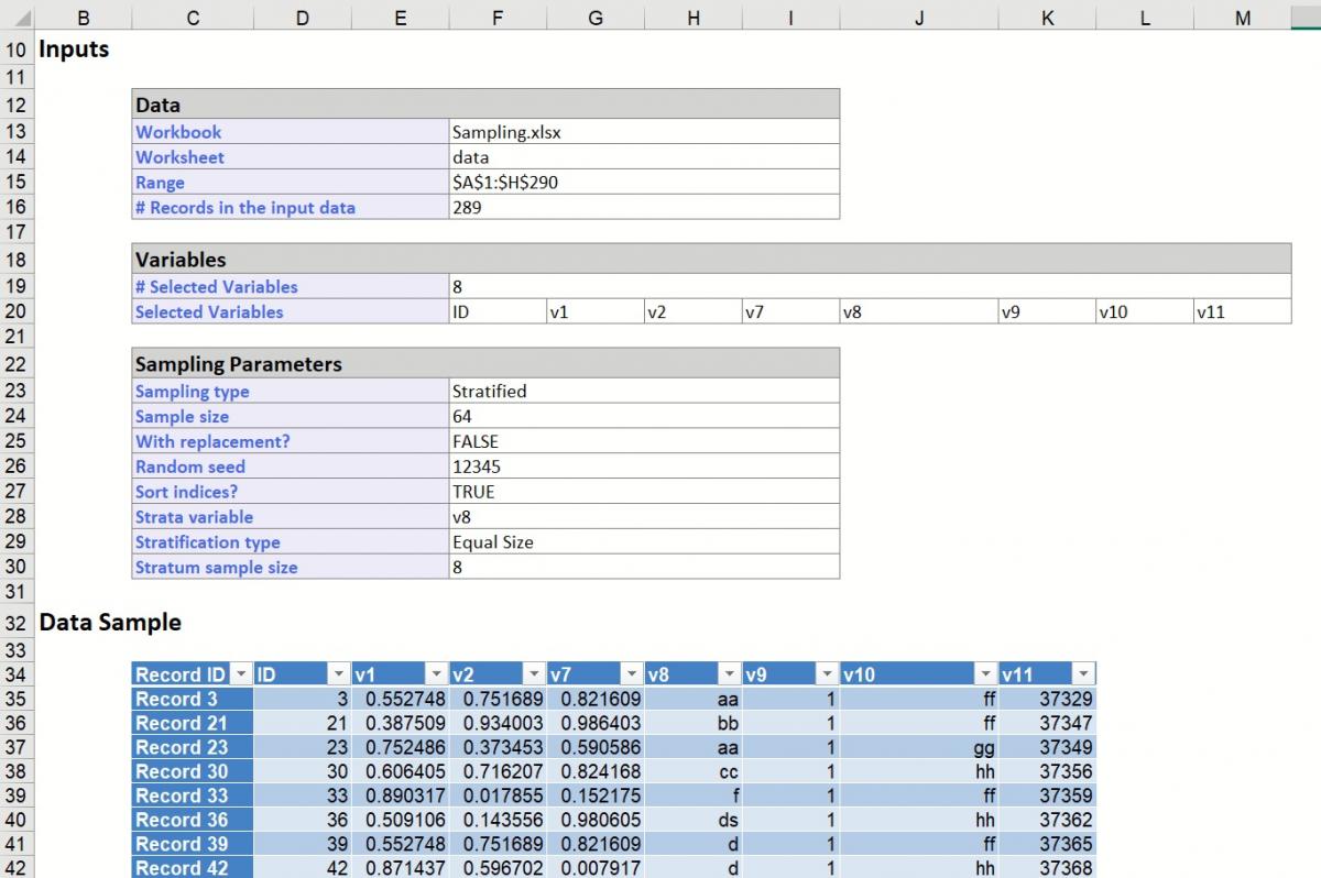 Variables in Sampled Data results