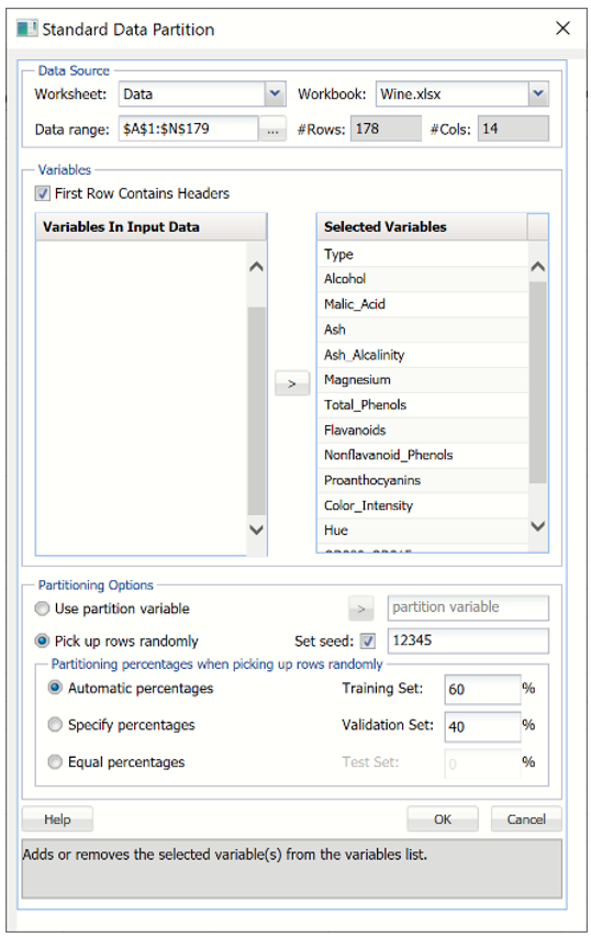 Standard Data Partition Dialog